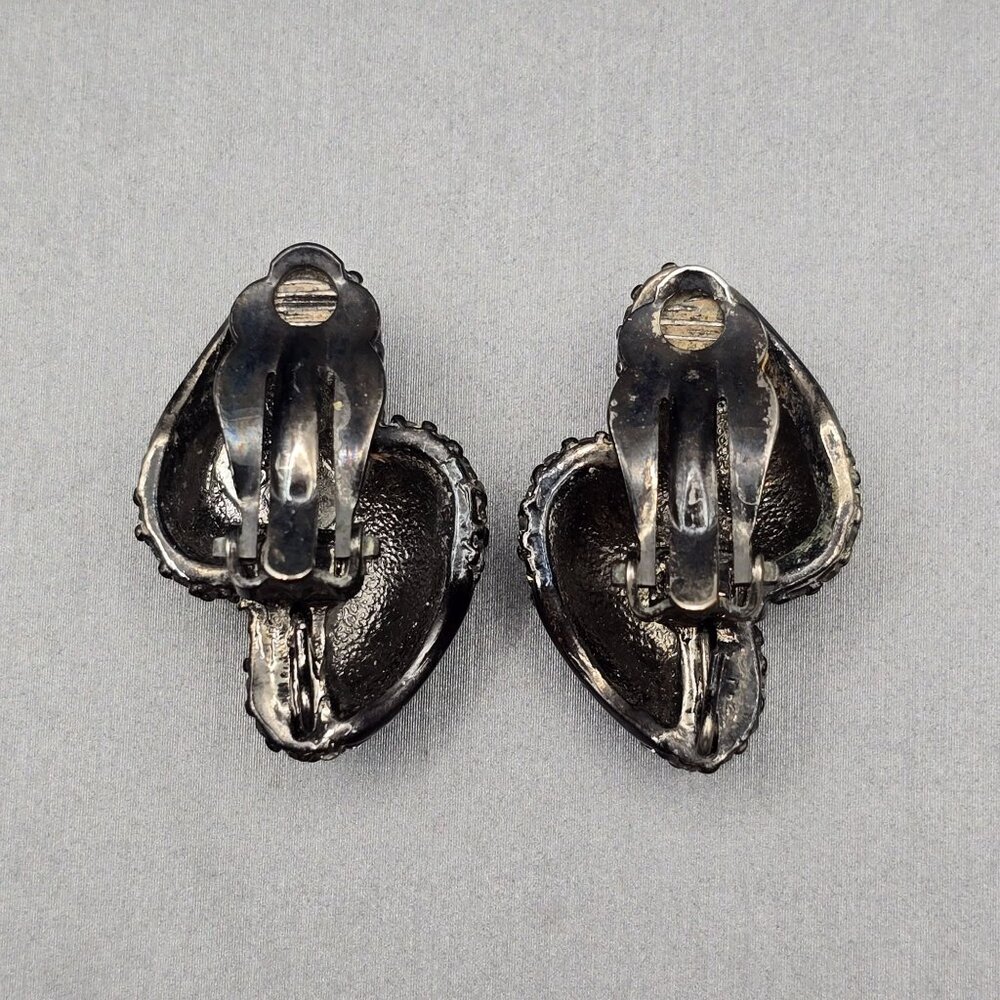 VTG Joan Rivers Crystal Clip-On Earrings Silver Tone Signed Designer Jewelry - Picture 2 of 6